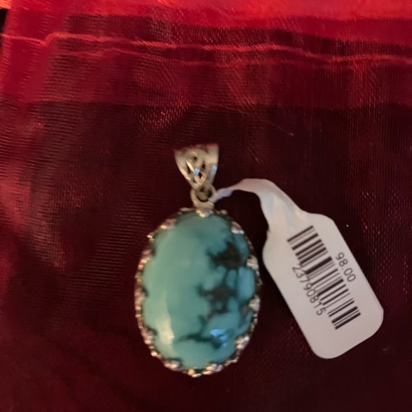 Elegant Turquoise Pendant Necklace, sterling silver. - Picture 2 of 7